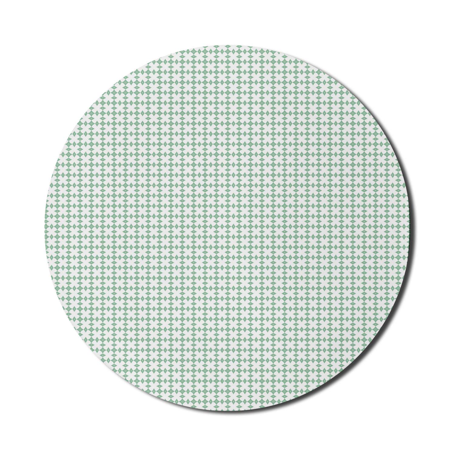 Ambesonne Abstract Round Mouse Pad - 8 Inch Non-Slip Rubber Gaming Mousepad with Monochrome Rhythmic Elements Design (White/Dark Sea Green) | Perfect for Office, Home & Gaming Computers