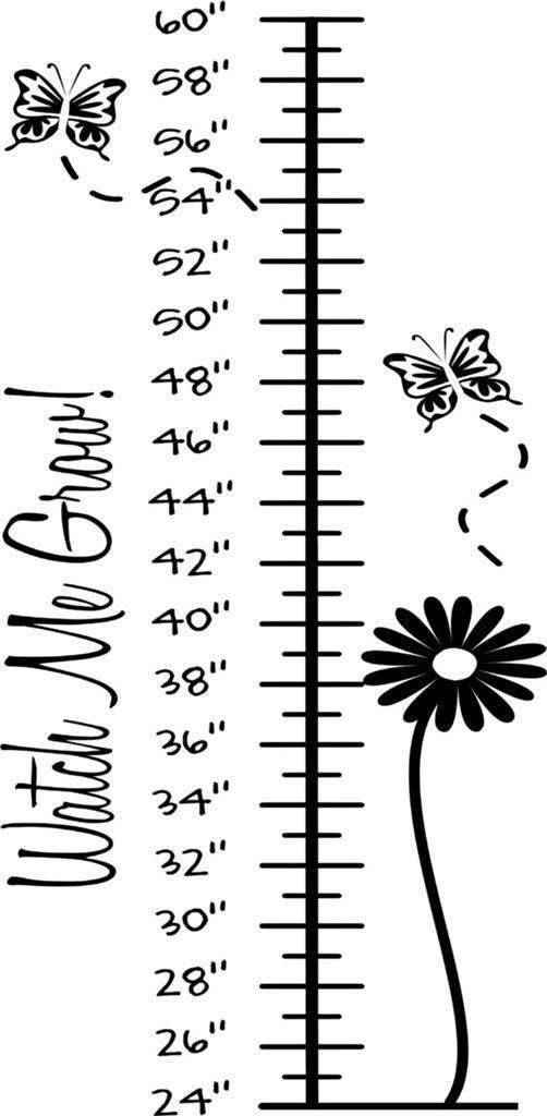 Butterfly Growth Chart Wall Decal - Peel & Stick Flower Picture Art for Kids Bedroom Decor | Nursery, Playroom & Children's Room Decorations
