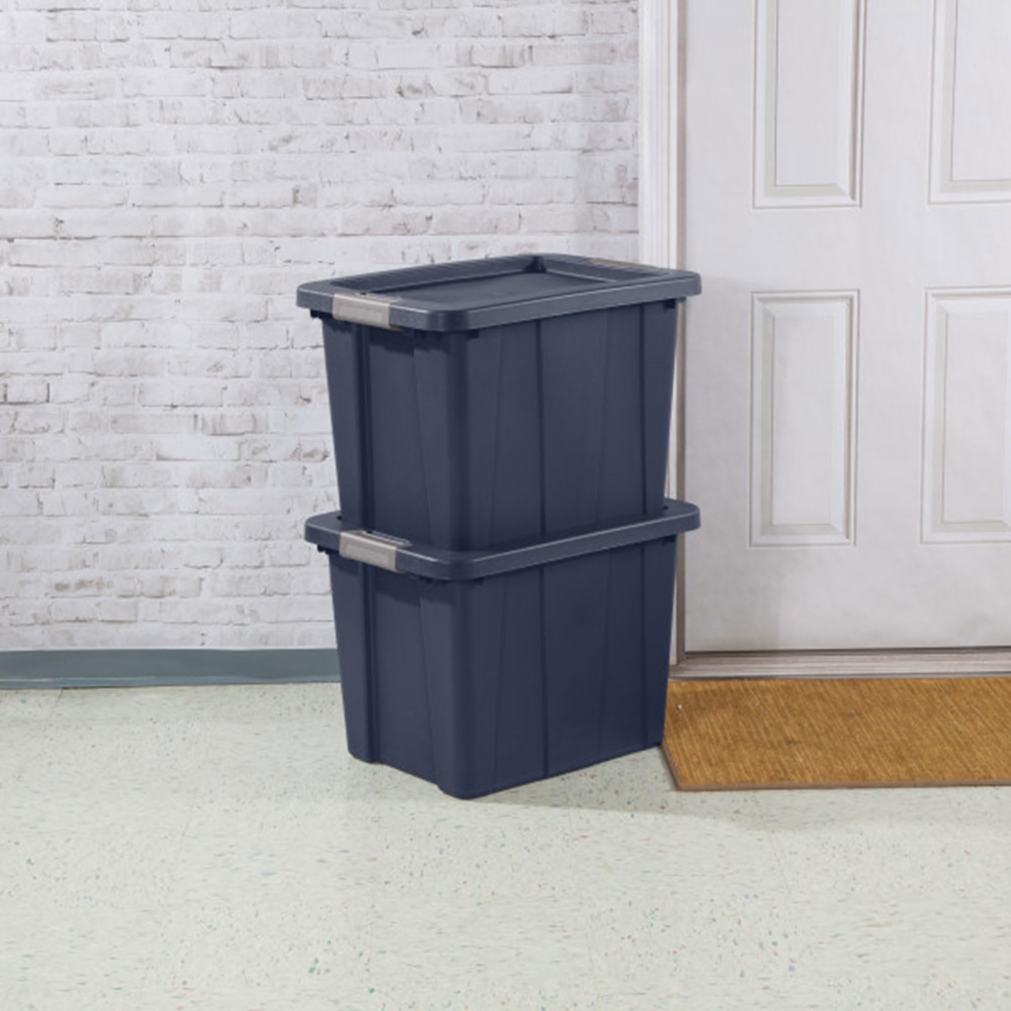 Sterilite 18-Pack 18 Gallon Heavy Duty Storage Bins with Secure Lids - Dark Indigo Tuff1 Totes for Home Organization, Garage Storage & Moving Supplies