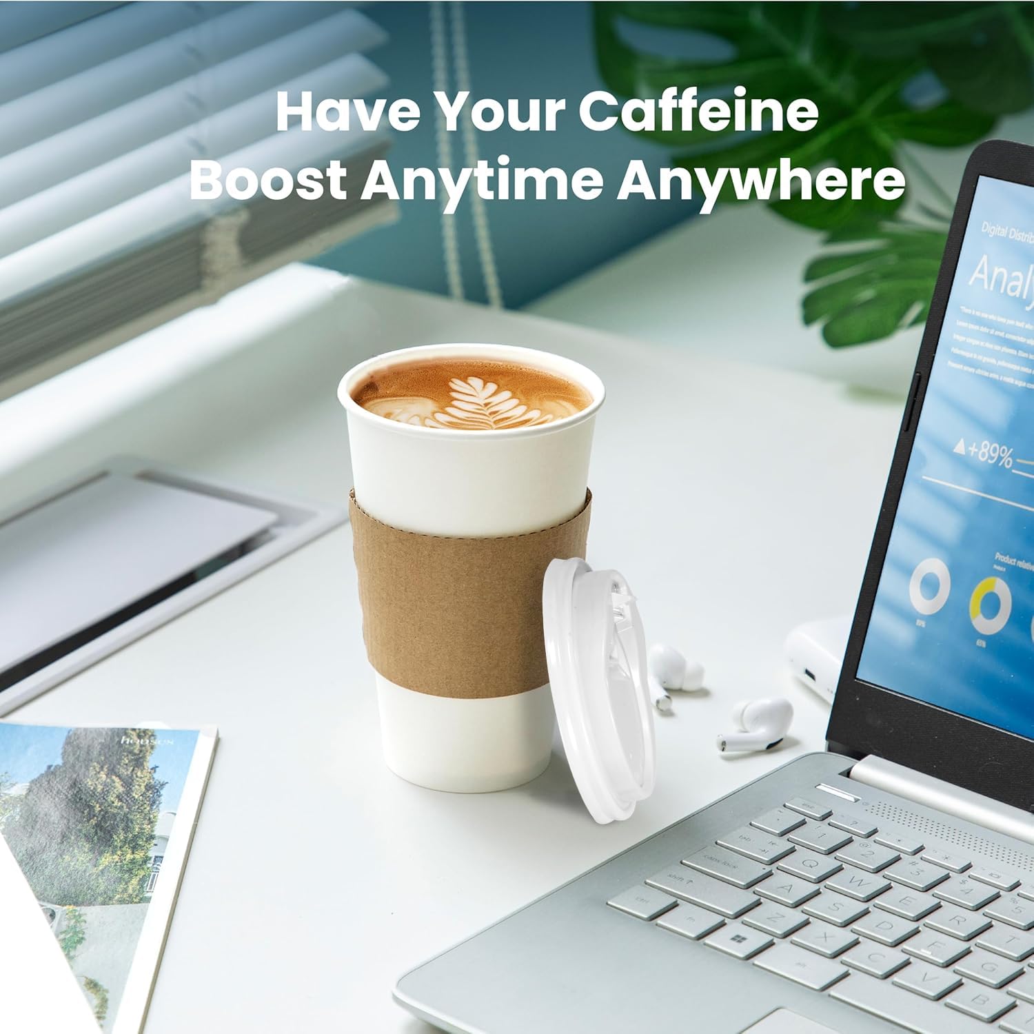 500 Pack 12oz Disposable Coffee Cups with Lids & Sleeves - Leak-Proof To-Go Hot Paper Cups for Coffee, Tea, Hot Chocolate - Ideal for Home, Office, Cafes, Parties & Food Businesses - BPA-Free & Eco-Friendly