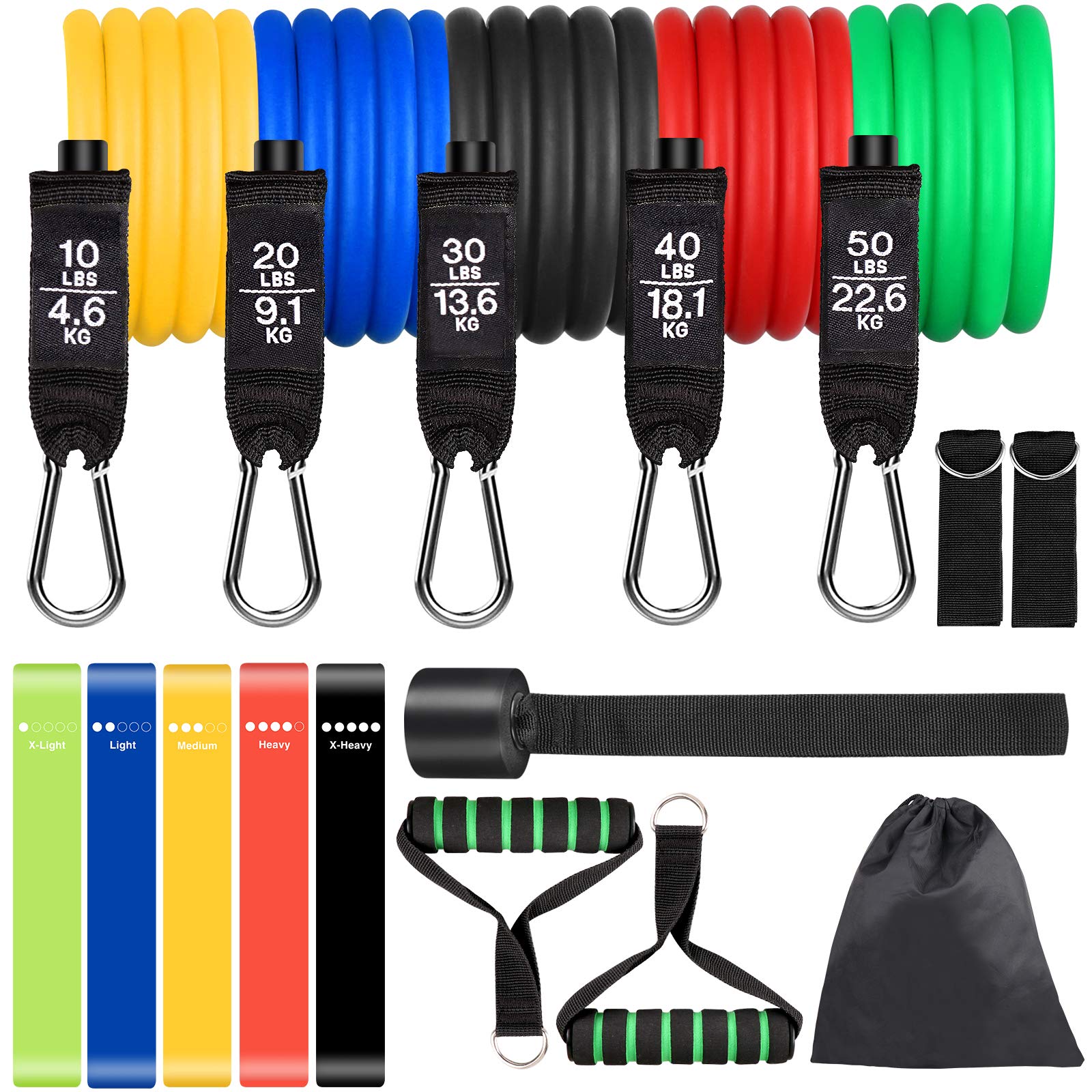 Sensyne 16PCS Resistance Bands Set - Up to 150 lbs for Strength Training, Home Gym, Yoga & Outdoor Workouts - Perfect for Fitness, Baseball Softball Training & Suspension Exercises