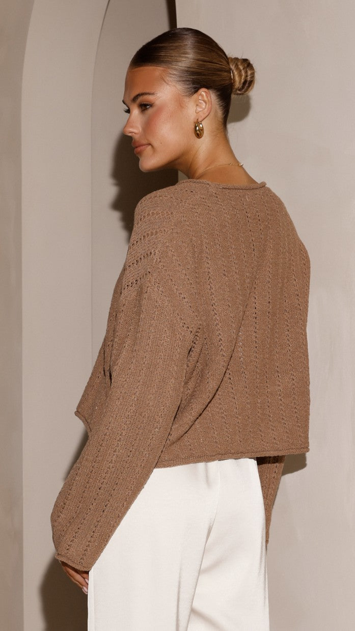 Lydia Jumper Women's Knit Sweater - Soft Toffee Brown Pullover for Fall & Winter | Cozy Casual Wear for Office, Dates & Weekend Outings
