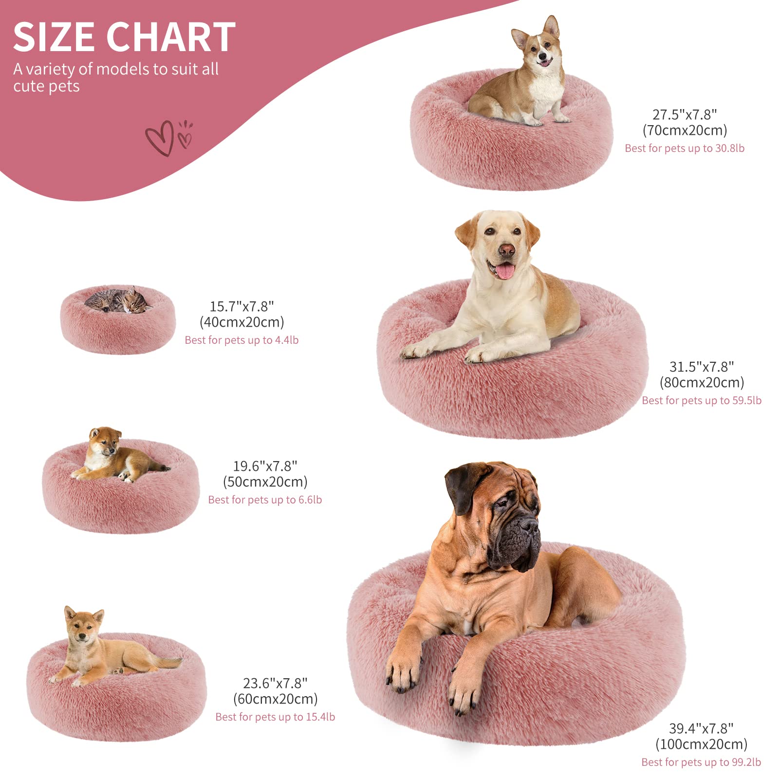Soft Fluffy Faux Fur Donut Cat Bed & Small Dog Bed - Washable Round Plush Pet Cushion for Indoor Pets - Perfect for Napping, Lounging & Cozy Comfort