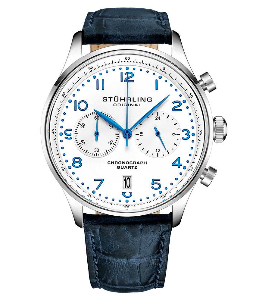 Blue Dial / Silver Case / Blue Leather Strap Silver Tang Buckle