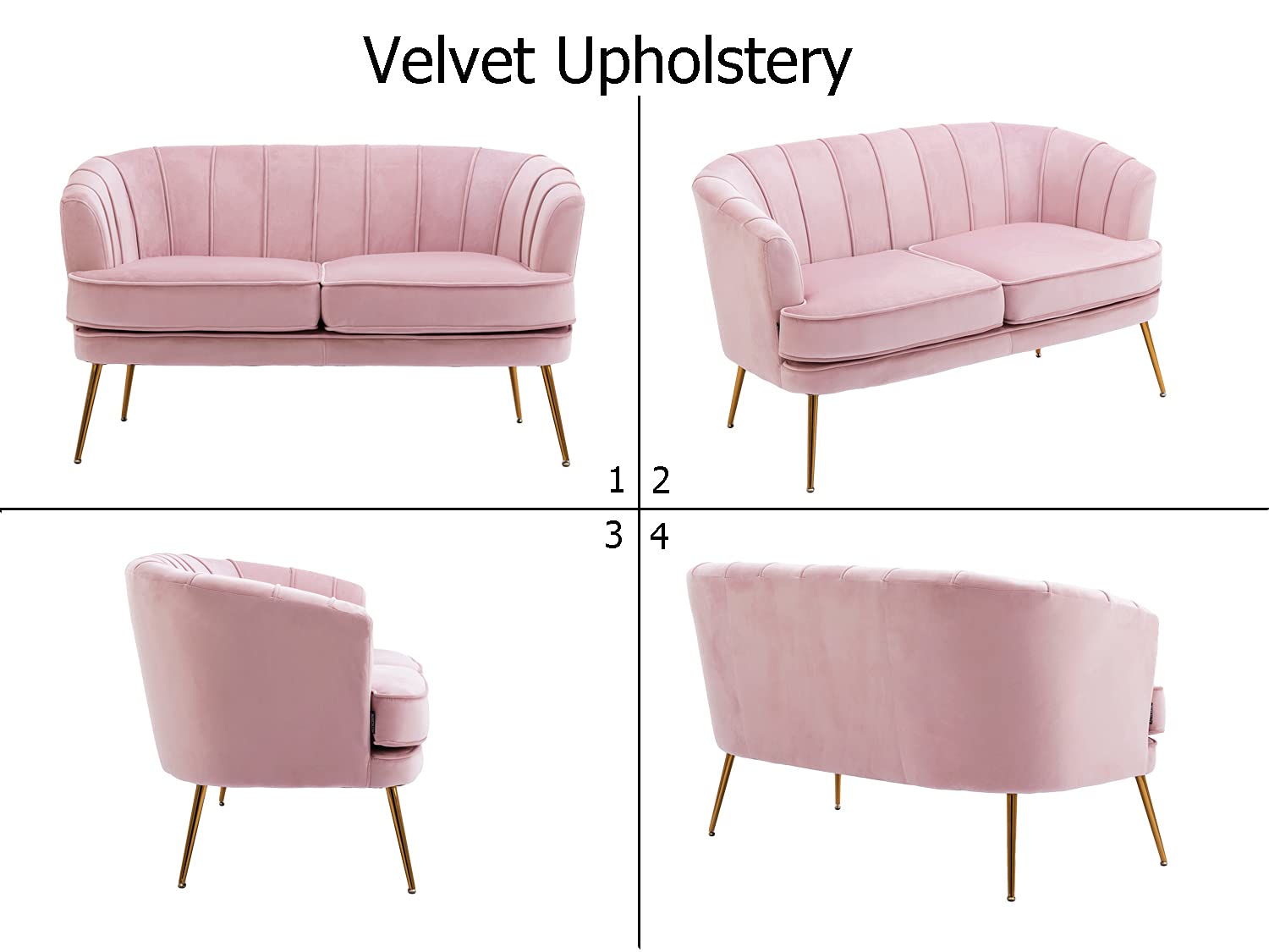 Luxury Velvet Loveseat Sofa - Modern Tufted Chesterfield 2-Seater Couch for Living Room & Bedroom - Soft Light Pink - Perfect for Small Spaces, Apartments & Cozy Home Decor