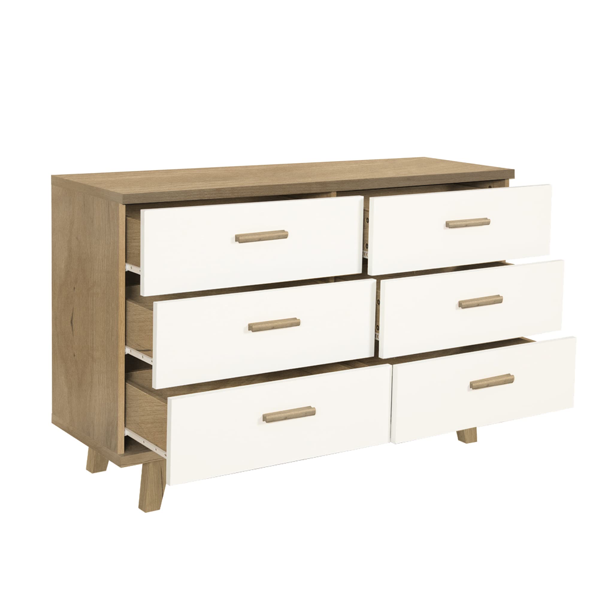 6-Drawer Wooden Dresser for Bedroom - Solid Wood Storage Chest with 4 Large & 2 Small Drawers - Perfect for Bedroom Organization, Hallway Storage, Closet Space Saving & Office Furniture (Natural Finish)