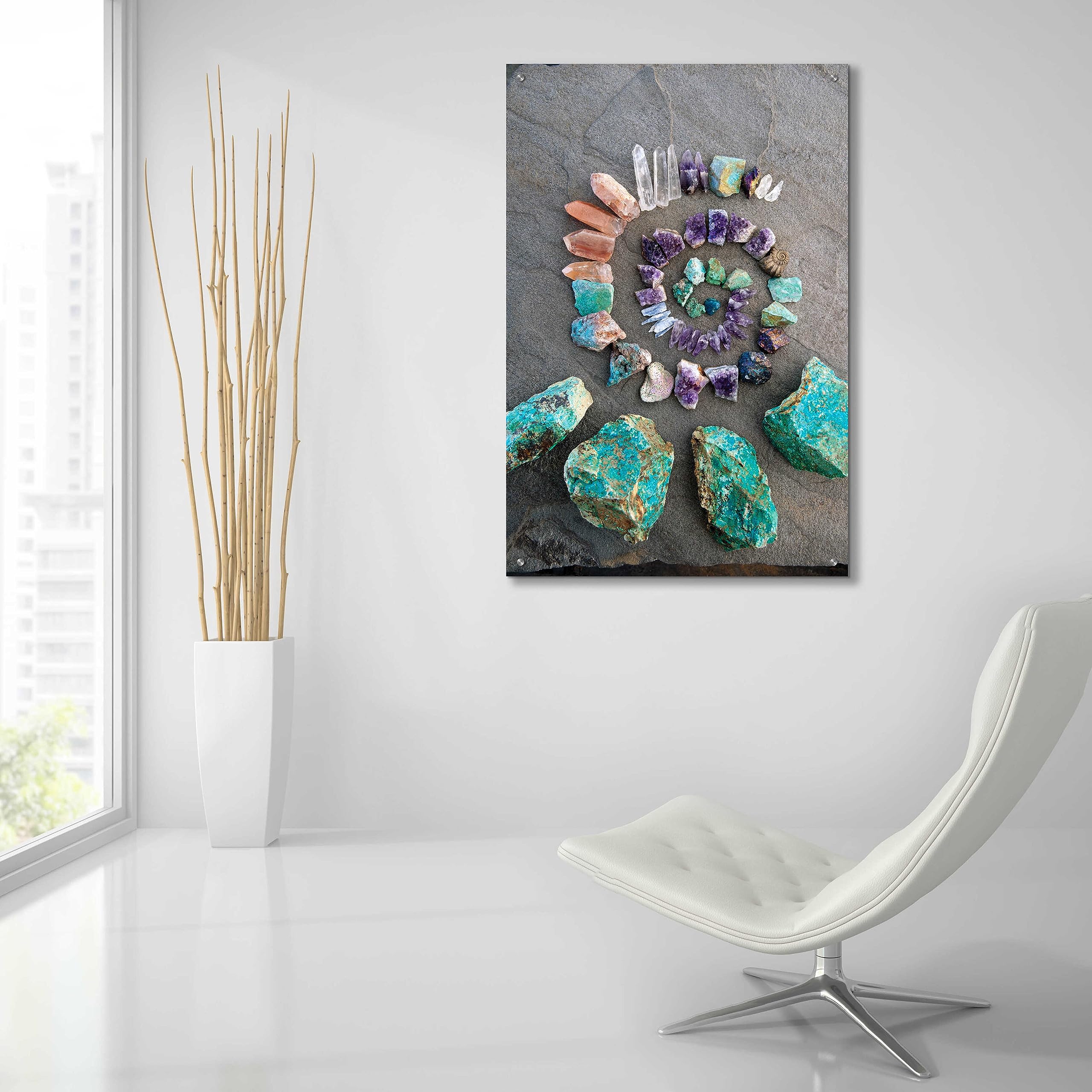 Epic 'Reiki Energy Crystal Spiral' Wall Art by Elena Ray - 24x36 Inch Acrylic Glass Spiritual Decor for Meditation Room, Yoga Studio & Healing Space