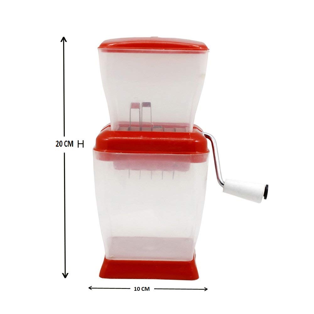 Stainless Steel Onion Chopper & Vegetable Dicer - Multi-Purpose Food Cutter for Onions, Chili, Nuts & Dry Fruits with Secure Lid (Red Plastic) - Perfect for Meal Prep, Salad Making & Home Cooking