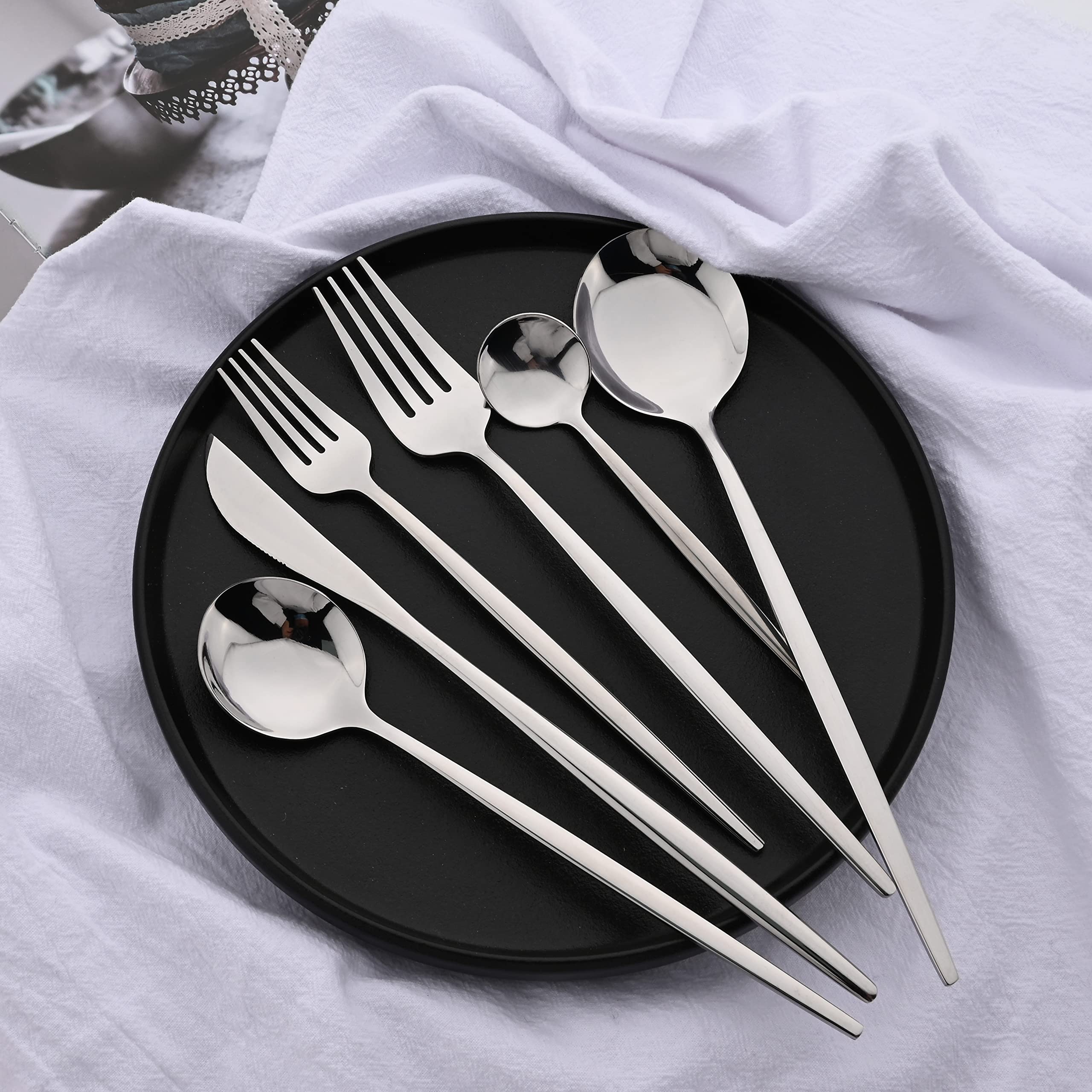 Premium 10-Piece Stainless Steel Dinner Forks Set - Food Grade 18/8 Silverware, Mirror Polished 8.5