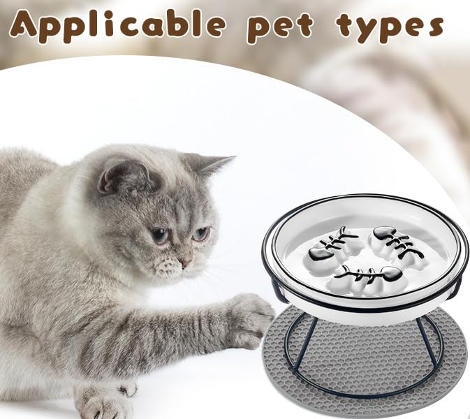 2PCS Raised Cat Bowl - Elevated Puzzle Feeder for Slow Eating, Anti-Vomit & Obesity Prevention - Perfect for Kittens & Adult Cats - Ideal for Mealtime, Digestion & Portion Control