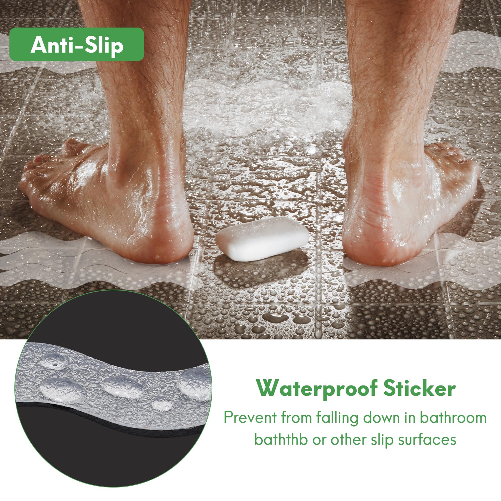 36 PCS Non-Slip Bathtub Stickers - Anti-Slip Shower Floor Decals with Scraper Tool for Bath Tub, Shower, Stairs & Ladders | Prevent Falls in Wet Areas, Perfect for Kids & Elderly Safety