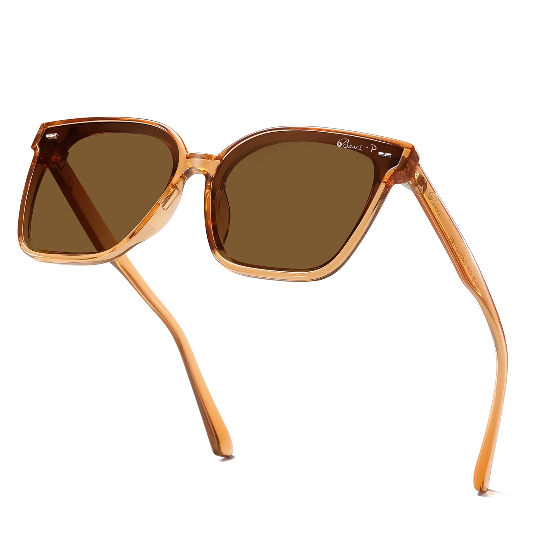 Bevi Square Polarized Sunglasses UV 400 Protection - Retro Vintage Unisex Sunglasses for Women & Men - Perfect for Driving, Beach & Outdoor Activities