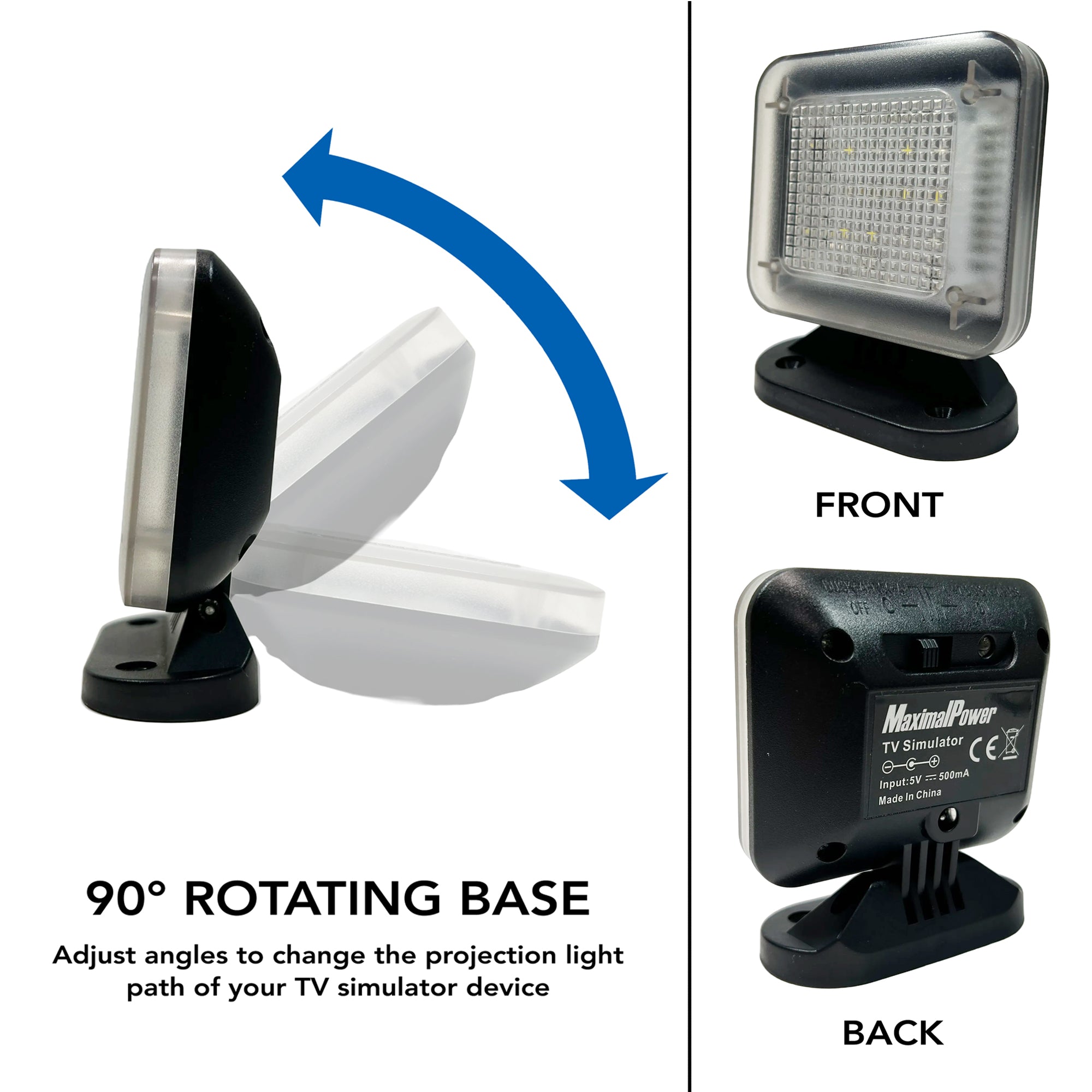 UL Certified Indoor Fake TV Simulator with Extra Bright LED Light & Timer - Perfect for Home Security & Vacation Protection