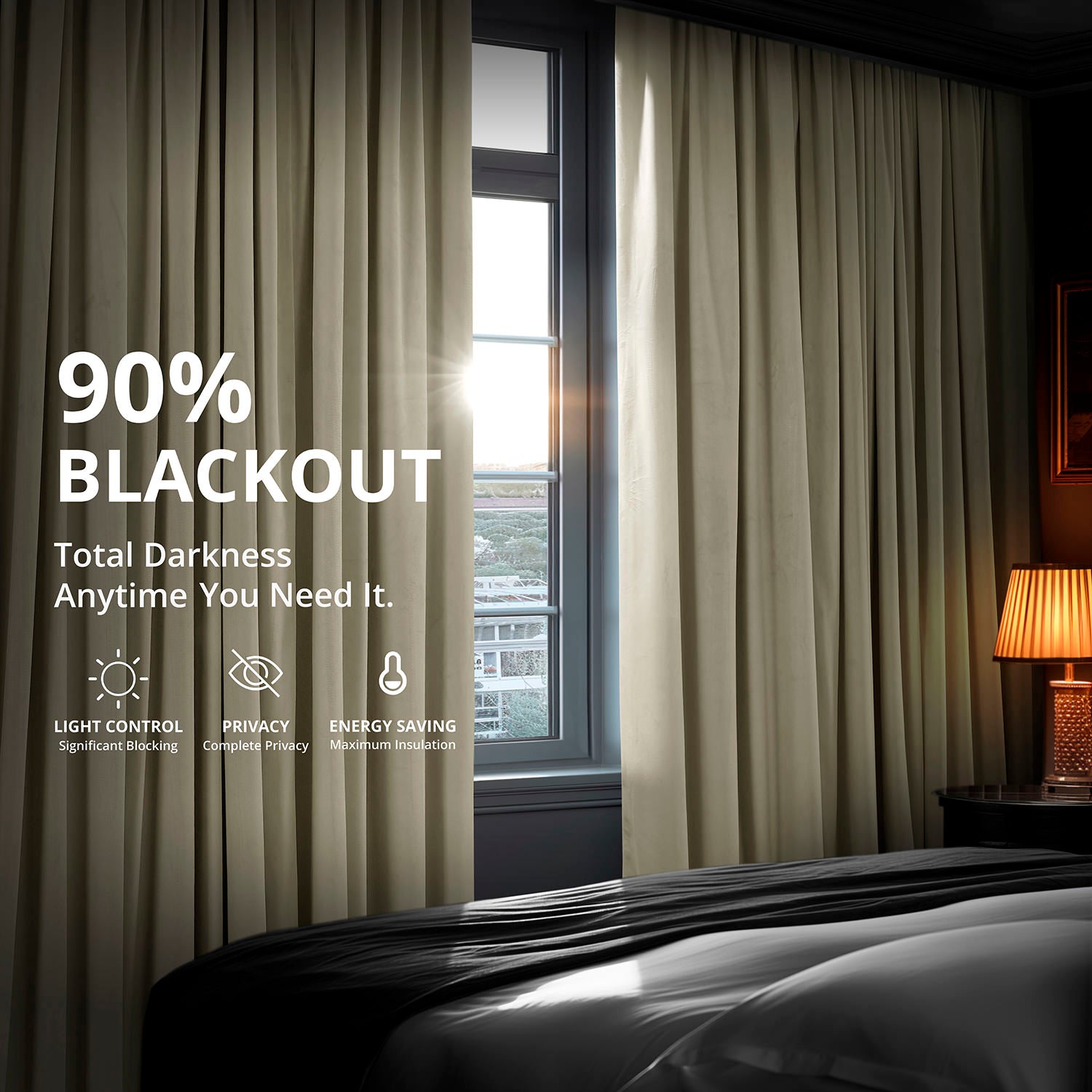 Luxury Beige Blackout Curtains for Bedroom - Thermal Insulated Velvet Drapes with Noise Reduction, Perfect for Home Theater & Nursery Room