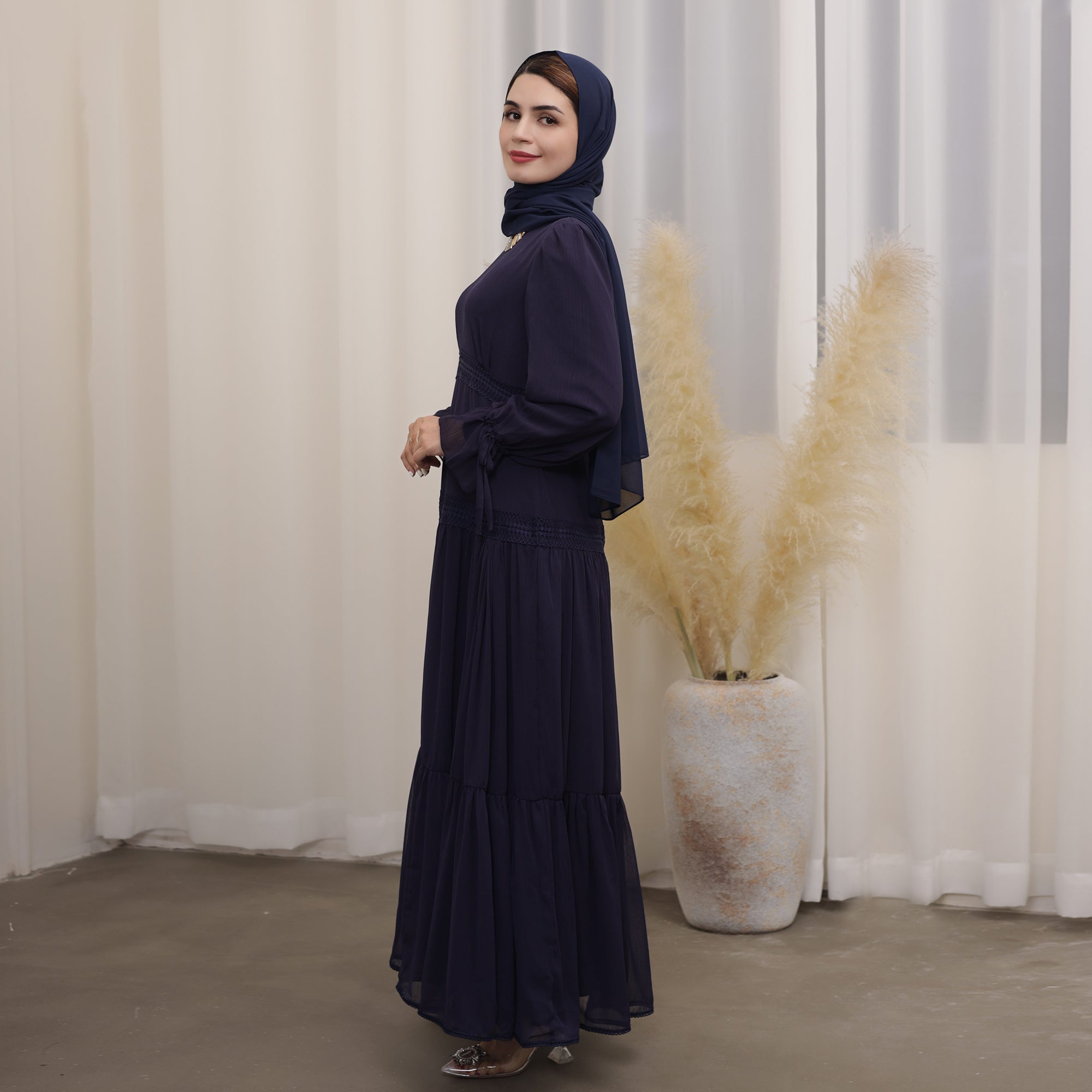 Dalila Maxi Dress in Navy Blue - Elegant Long Flowy Dress for Women, Perfect for Beach Vacations, Summer Parties & Casual Outings