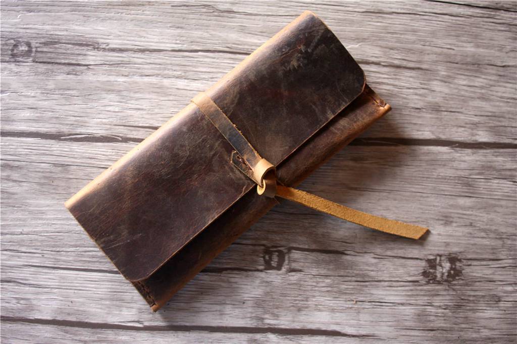 Personalized Brown Leather Pencil Pouch Bag - Premium Pen Holder for School, Office & Travel - Perfect Gift for Students & Professionals
