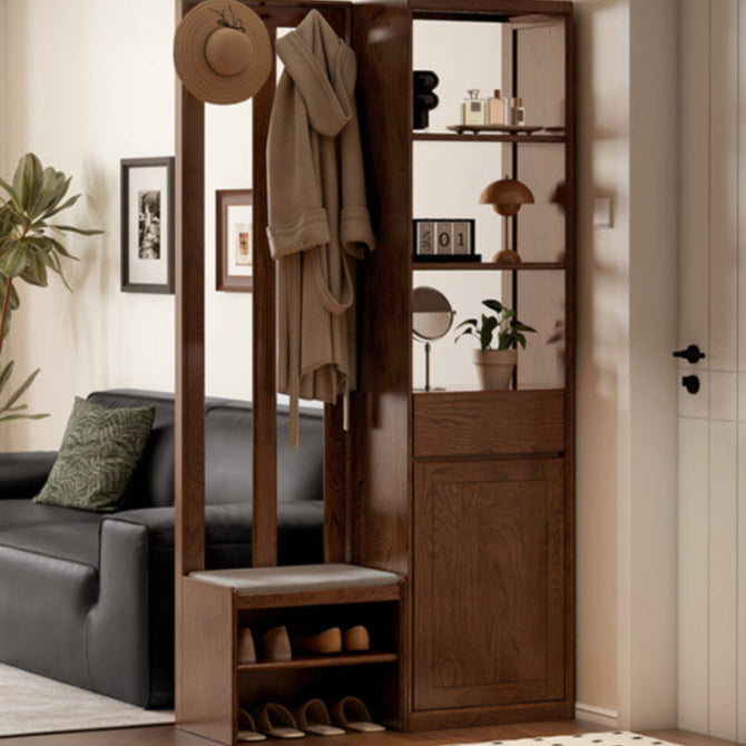 Solid Oak Wood Porch Shoe Storage Cabinet - Rustic Entryway Organizer with Integrated Shelves for Shoes, Hats & Outdoor Essentials | Perfect for Entryway, Mudroom, or Patio Storage