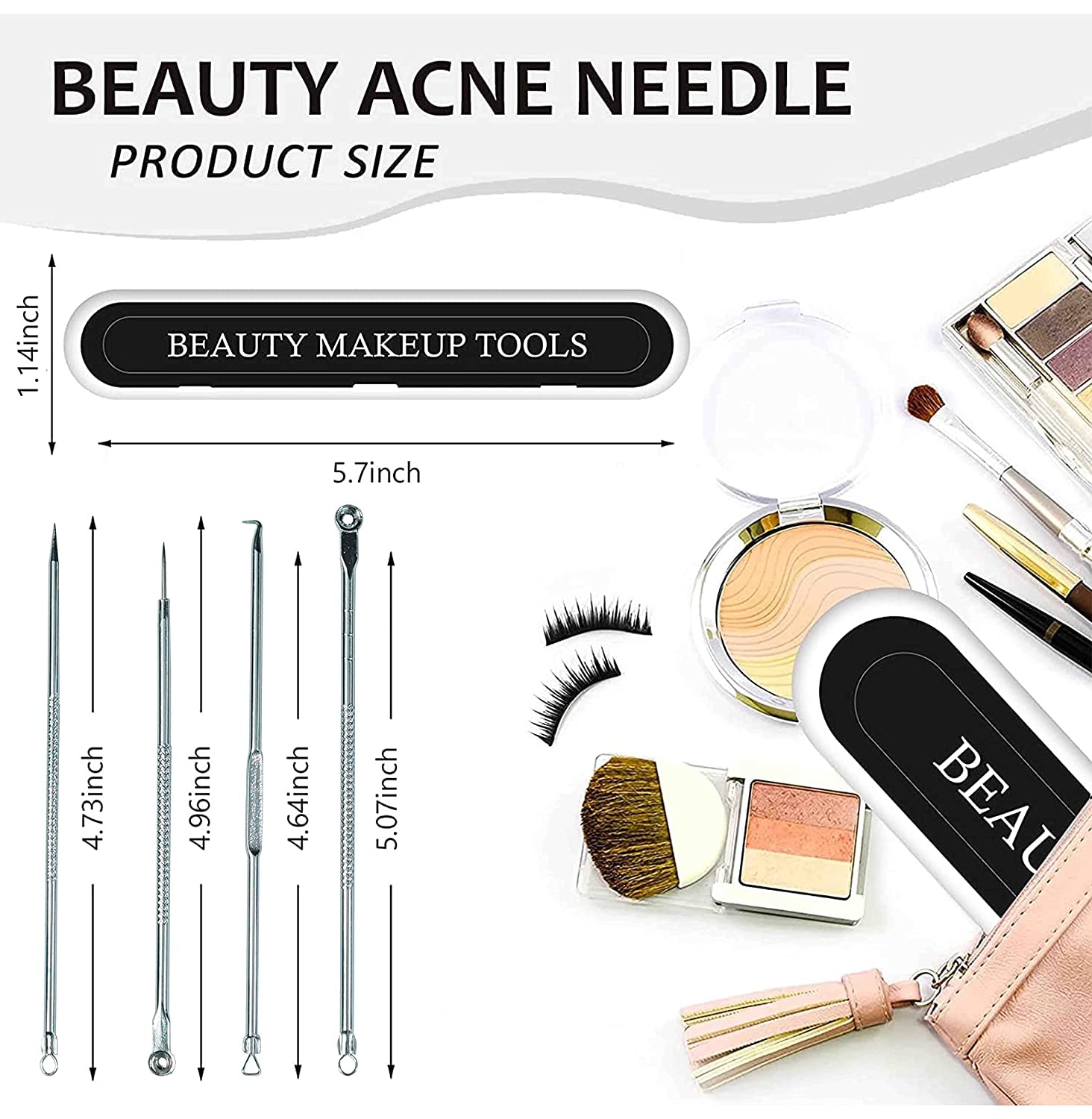 Professional Blackhead Remover Tool Kit - Set of 4 Stainless Steel Whitehead & Pimple Extractors with Case for Nose, Face & Skin Blemish Treatment | Perfect for Home Spa, Acne Care & Skincare Routine