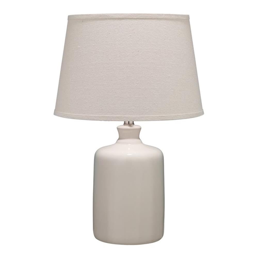 1-Light Transitional Glass Jar Table Lamp with Tapered Shade in Cream - Perfect for Bedside, Living Room & Office Decor