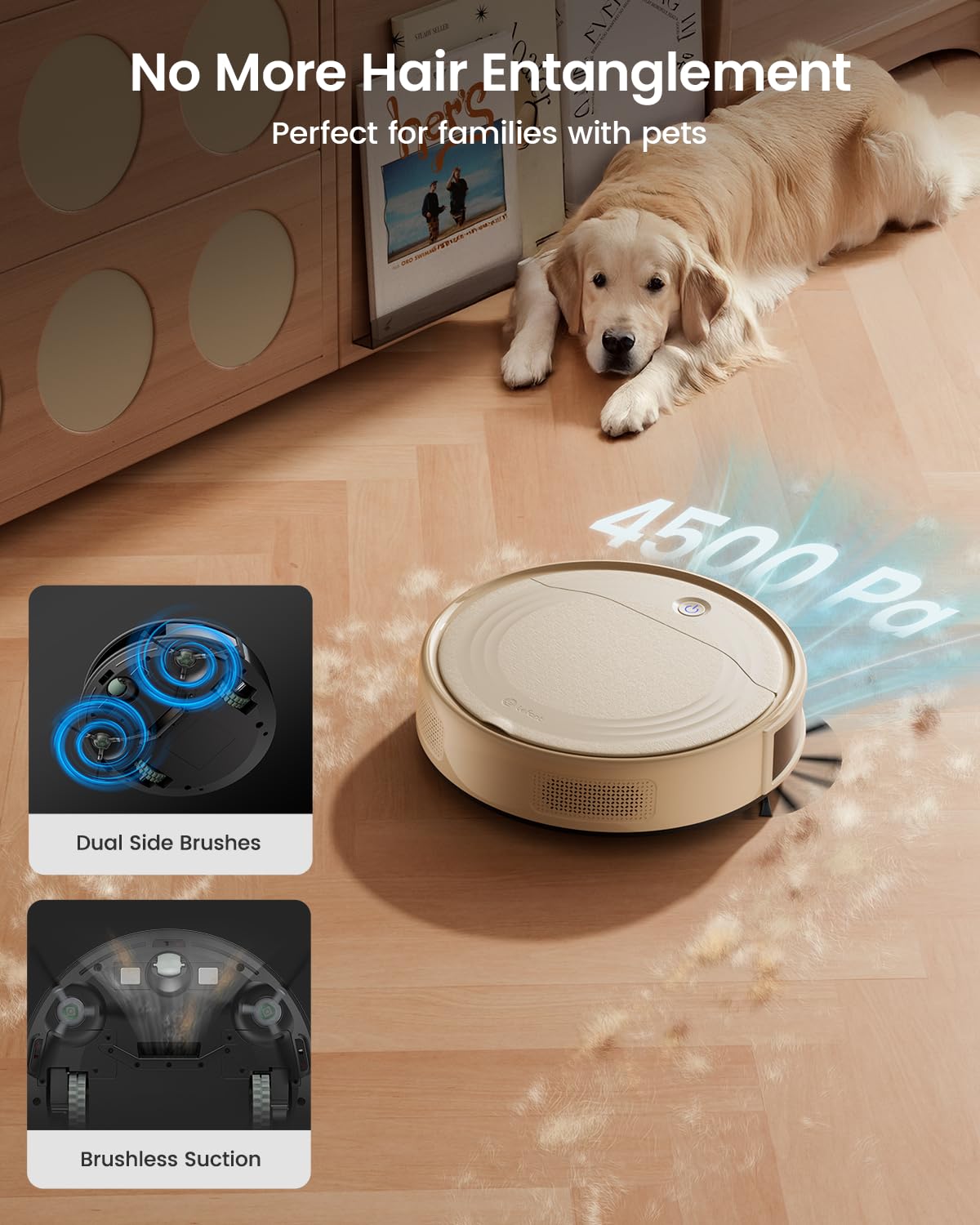 Lefant M310 Robot Vacuum Cleaner - 4500Pa Strong Suction, Smart PreciSense Obstacle Avoidance, Ultra-Quiet Brushless Motor, Slim Design, 160 Min Runtime, Self-Charging, Wi-Fi/App/Alexa Compatible - Perfect for Pet Hair, Hard Floors & Daily Home Cleaning