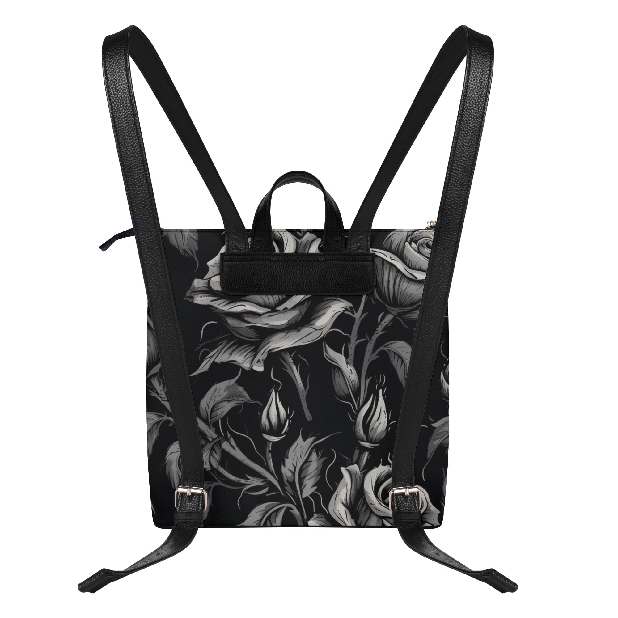 Gothic Roses Leather Top Handle Backpack for Women - Vintage Gothic Style Handbag for Casual Outings, Travel, and Daily Use