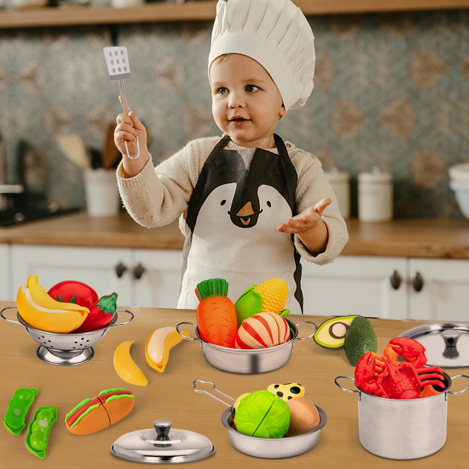 12Pcs Kids Pretend Play Kitchen Set - Stainless Steel Pots & Pans Toy for Toddlers Age 3+ | Educational Cooking Toys for Preschoolers | Perfect for Role Play, Birthday Gifts & Early Learning Development