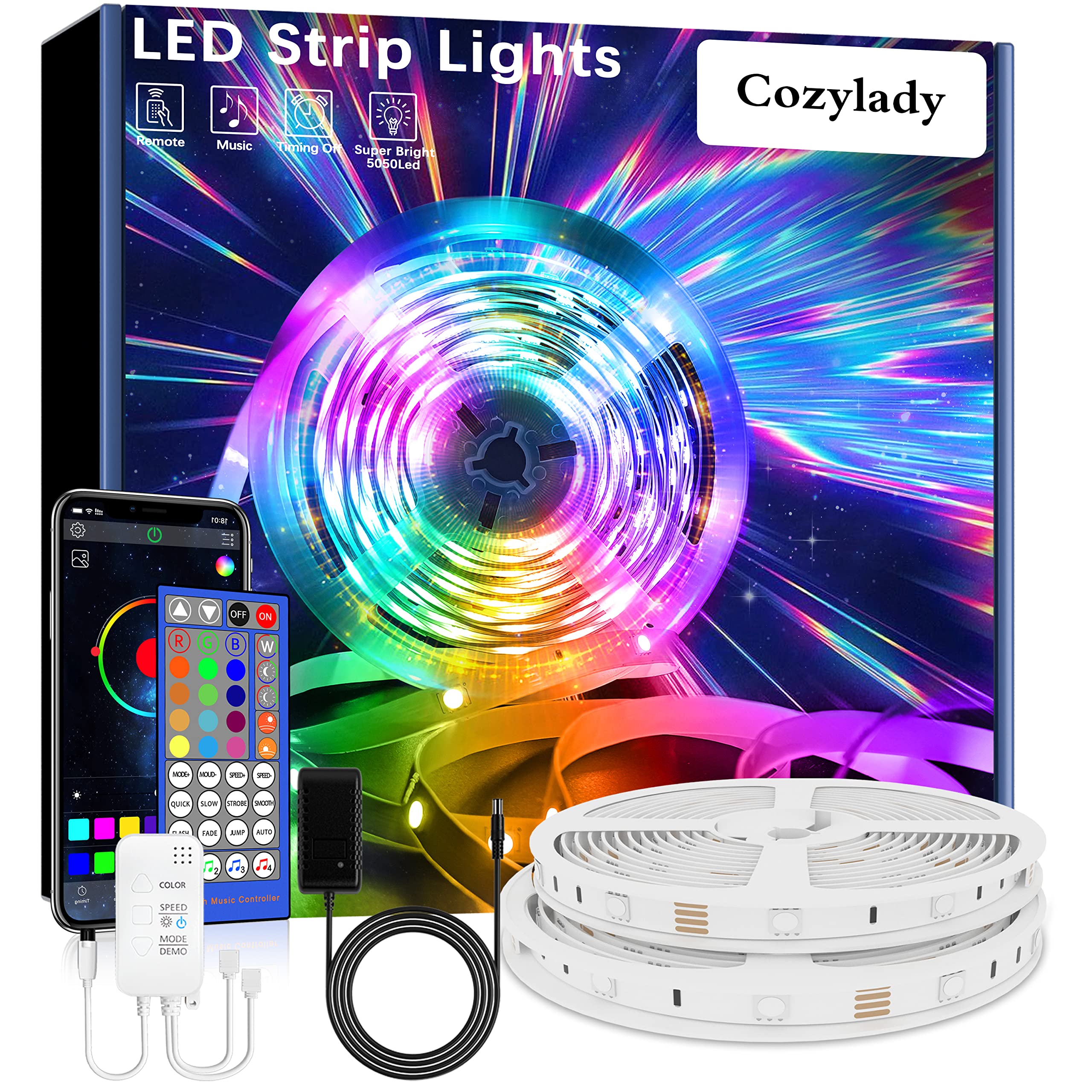 Smart Bluetooth LED Light Strips 65.6 FT - APP Controlled RGB Color Changing Lights with Music Sync, Waterproof IP65 for Bedroom, Kids Room, Party, Christmas Decorations | Perfect for Home, Wedding, Gaming Setup & Outdoor Lighting
