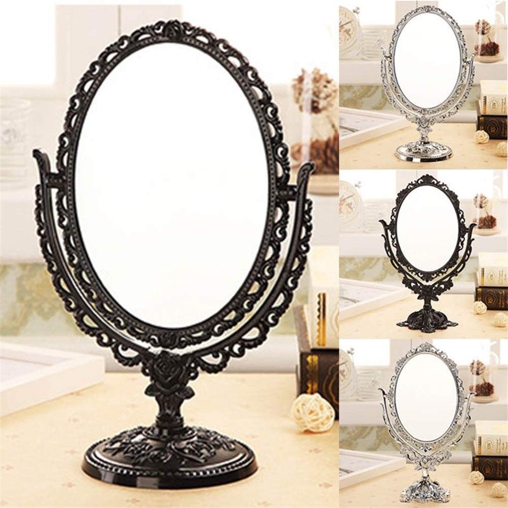 Eummit Black Vanity Makeup Mirror - Vintage Rotatable Desktop Mirror with Butterfly Rose Vine Decor for Dressing Table | Perfect for Makeup Application, Skincare Routine & Home Decor