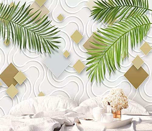Abstract Line Leaf Wallpaper Mural - Modern Geometric Wall Art for Minimalist Home Decor, Living Room, Bedroom & Cafe Design - Perfect for Accent Walls, Feature Walls & Interior Design Projects