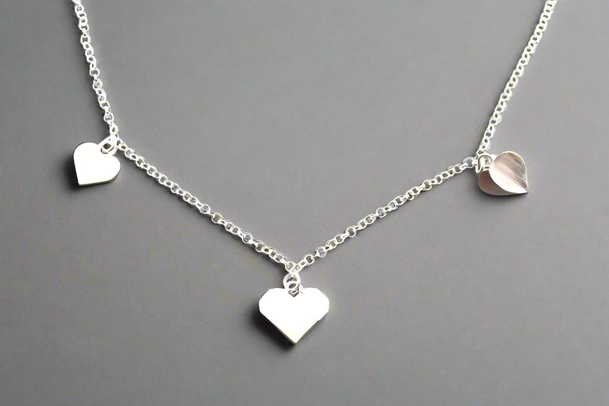 3 Heart Pendant Sterling Silver Necklace for Women - Elegant 925 Silver Jewelry Gift for Valentine's Day, Anniversary & Special Occasions