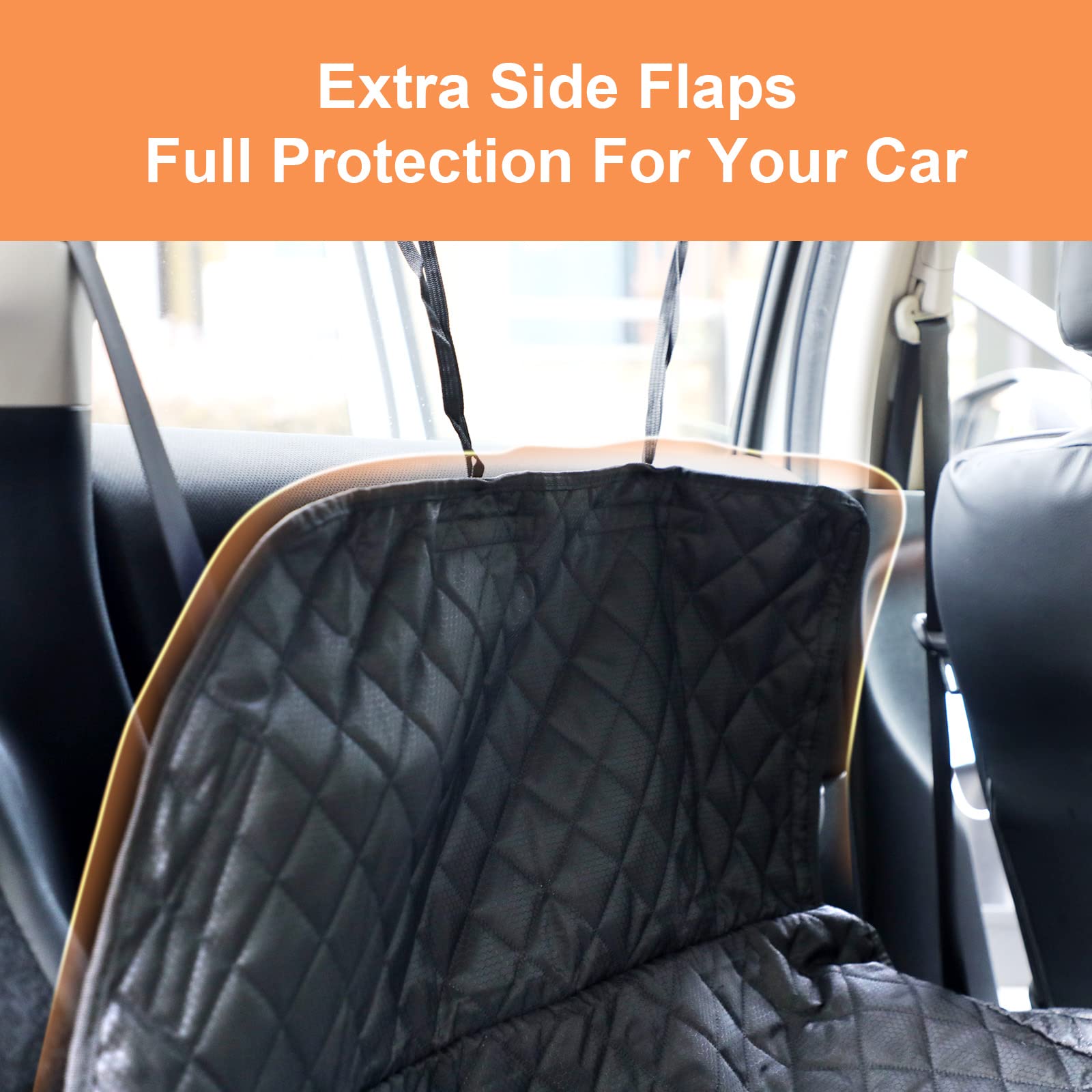 Waterproof PETICON Cargo Liner & Dog Car Seat Cover with Mesh Window & Bumper Flap Protection - Durable Pet Back Seat Protector for Cars, SUVs, Trucks | Perfect for Travel, Camping & Daily Pet Transportation