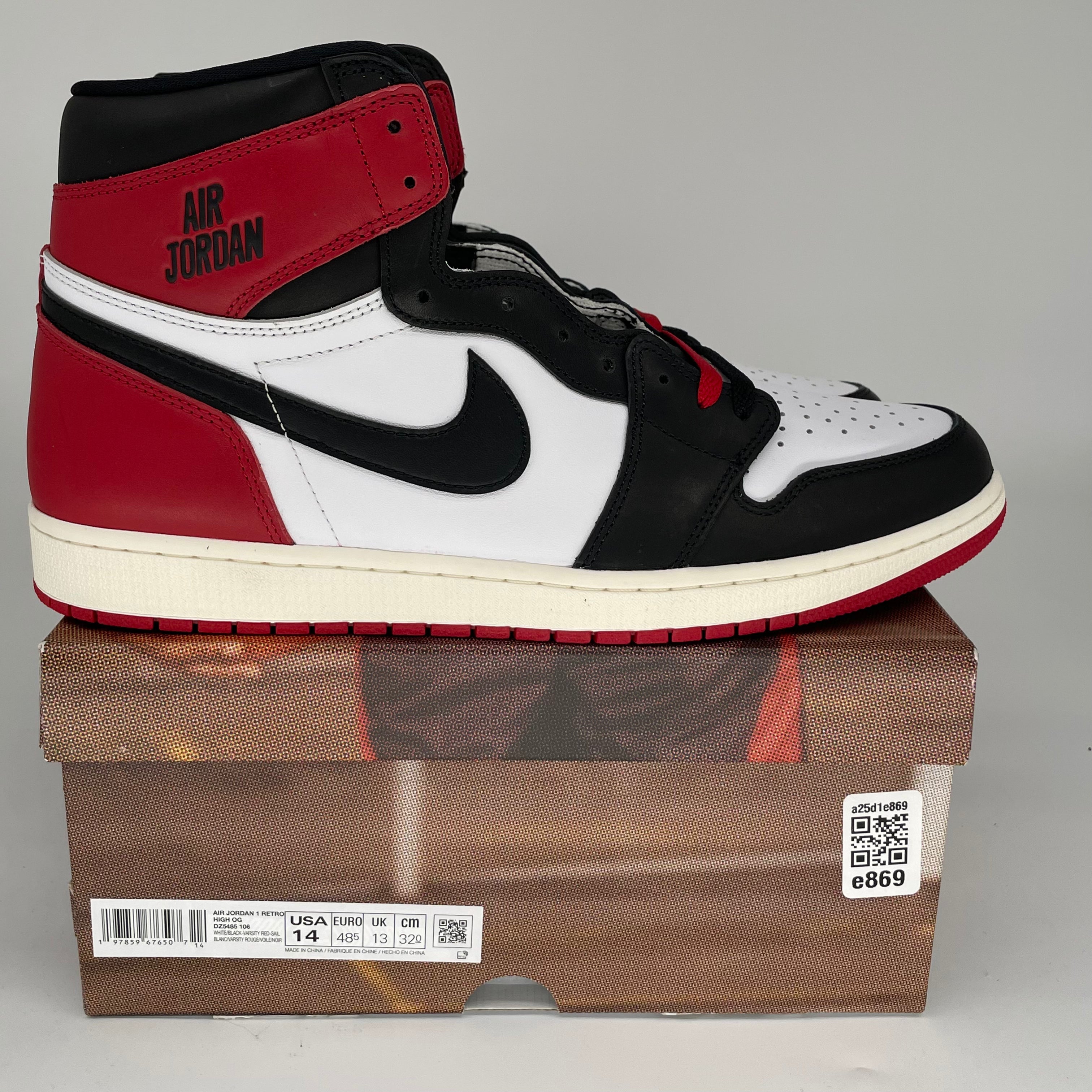 AIR JORDAN 1 Black Toe Reimagined Sneakers - Men's Size 14 (DZ5485-106) - Retro Basketball Shoes for Streetwear & Casual Outfits