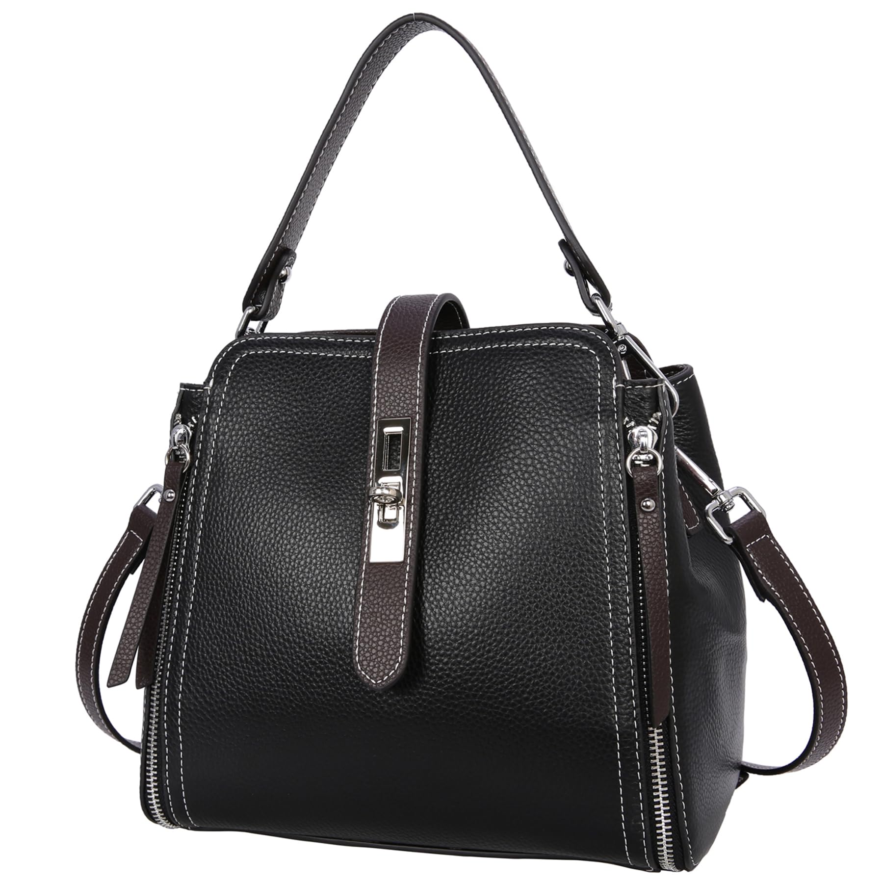 HESHE Genuine Leather Purses for Women - Stylish Shoulder Bags, Satchels & Crossbody Handbags | Fashionable Ladies Pocketbook & Designer Bags for Work, Travel & Everyday Use