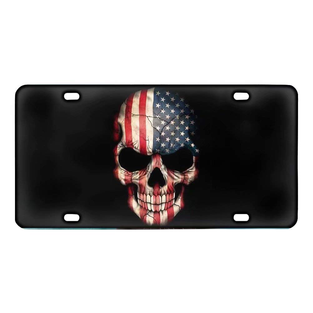 Deeprinter Skull Design License Plate Cover - 12.2 x 6.3 Inch Novelty Car Tag Decor with 4 Holes for Auto Front Plate - Perfect for Motorcycle, Truck & Custom Vehicle Accessories
