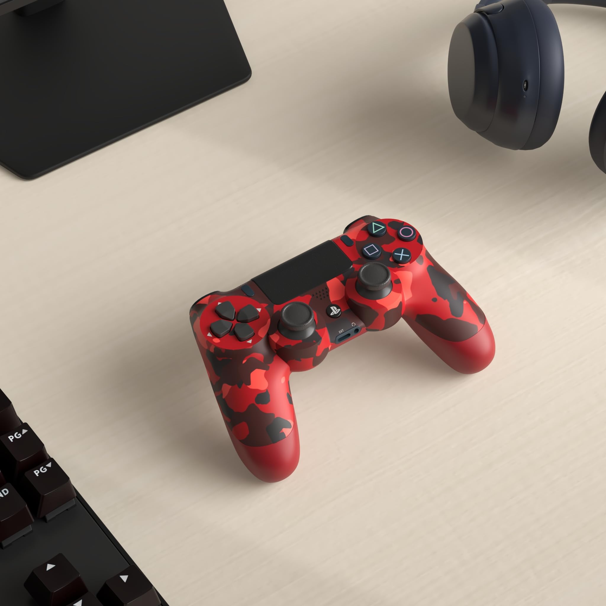 Renewed DualShock 4 Wireless Controller for PlayStation 4 - Red Camo Design | Compatible with PS4 Slim & Pro | Perfect for Gaming, Streaming & Multiplayer Sessions