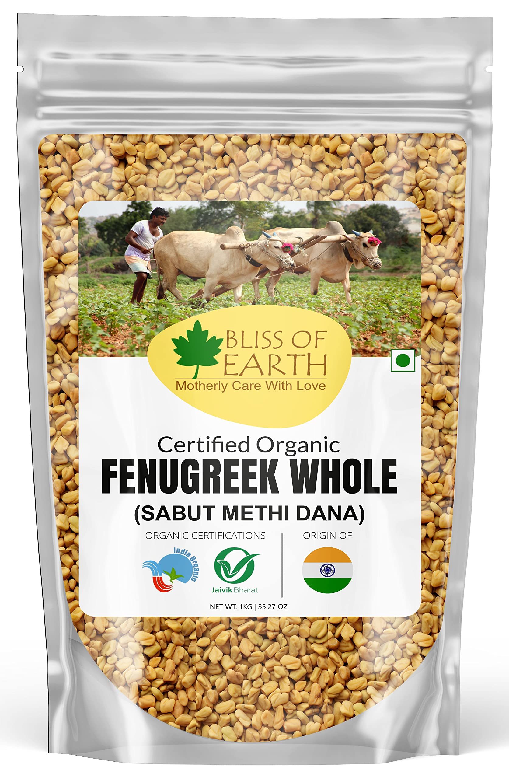 Organic Whole Fenugreek Seeds 1kg (Sabut Methi) - Premium Quality, Non-GMO, Gluten-Free for Cooking, Tea & Ayurvedic Remedies