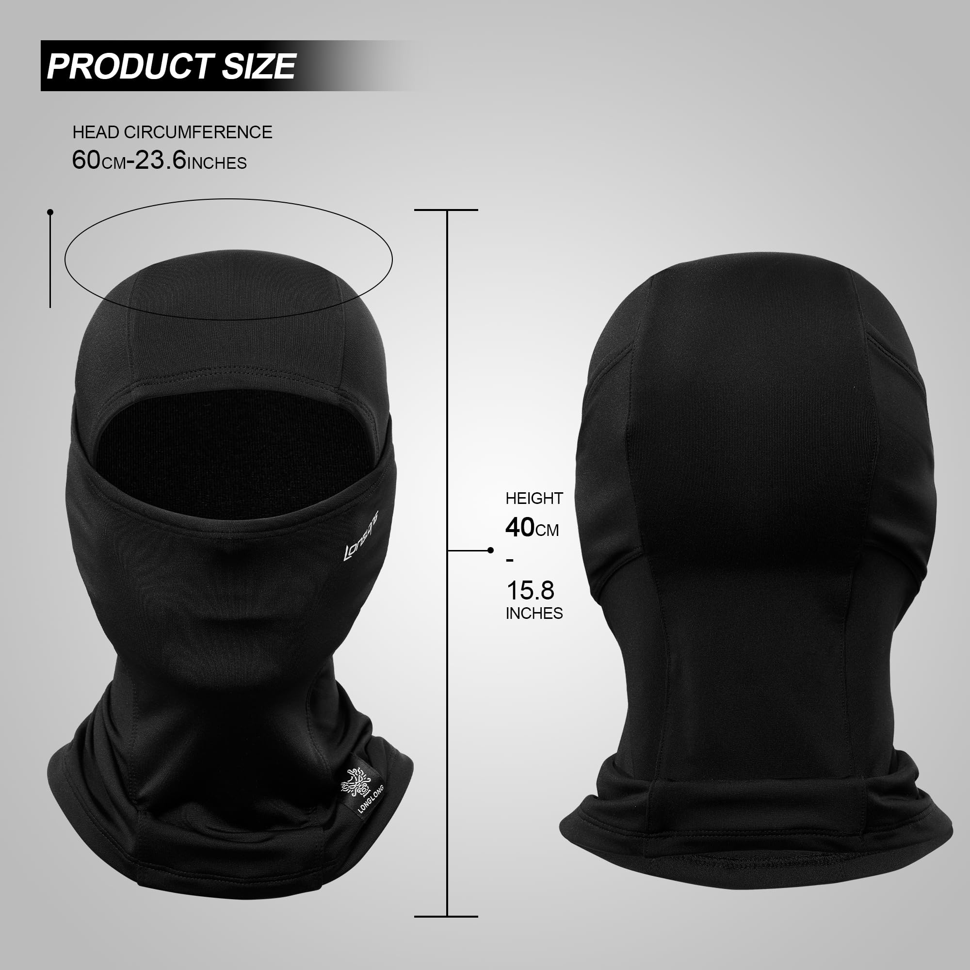 LONGLONG Balaclava Ski Mask - Moisture Wicking, Windproof & Warm Double Layer Full Face Cover for Men & Women - Perfect for Winter Skiing, Snowboarding, Motorcycling & Outdoor Activities