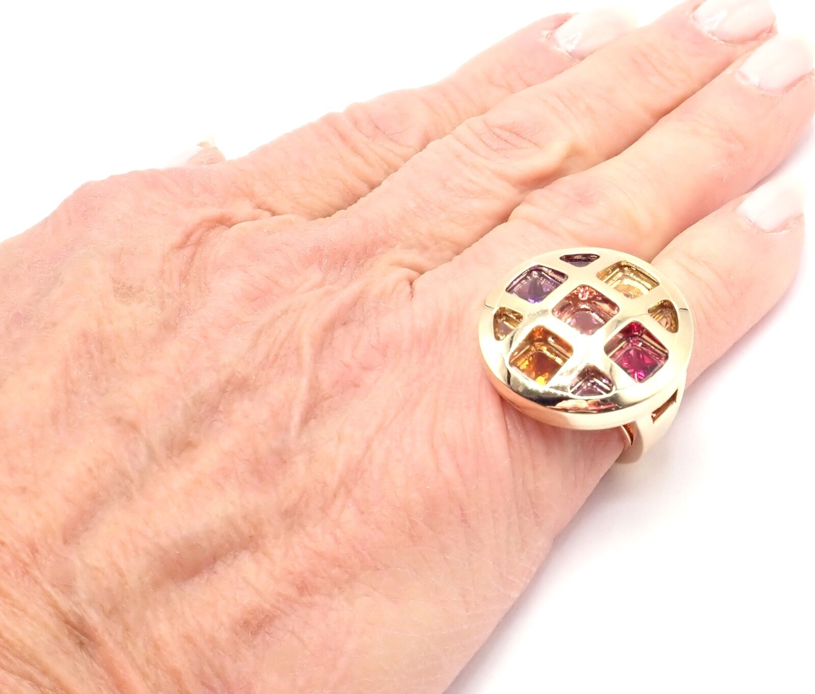 Authentic Cartier Pasha 18k Yellow Gold Ring with Amethyst, Citrine, Garnet & Tourmaline Gemstones | Luxury Jewelry for Women, Gift for Anniversary, Wedding & Special Occasions