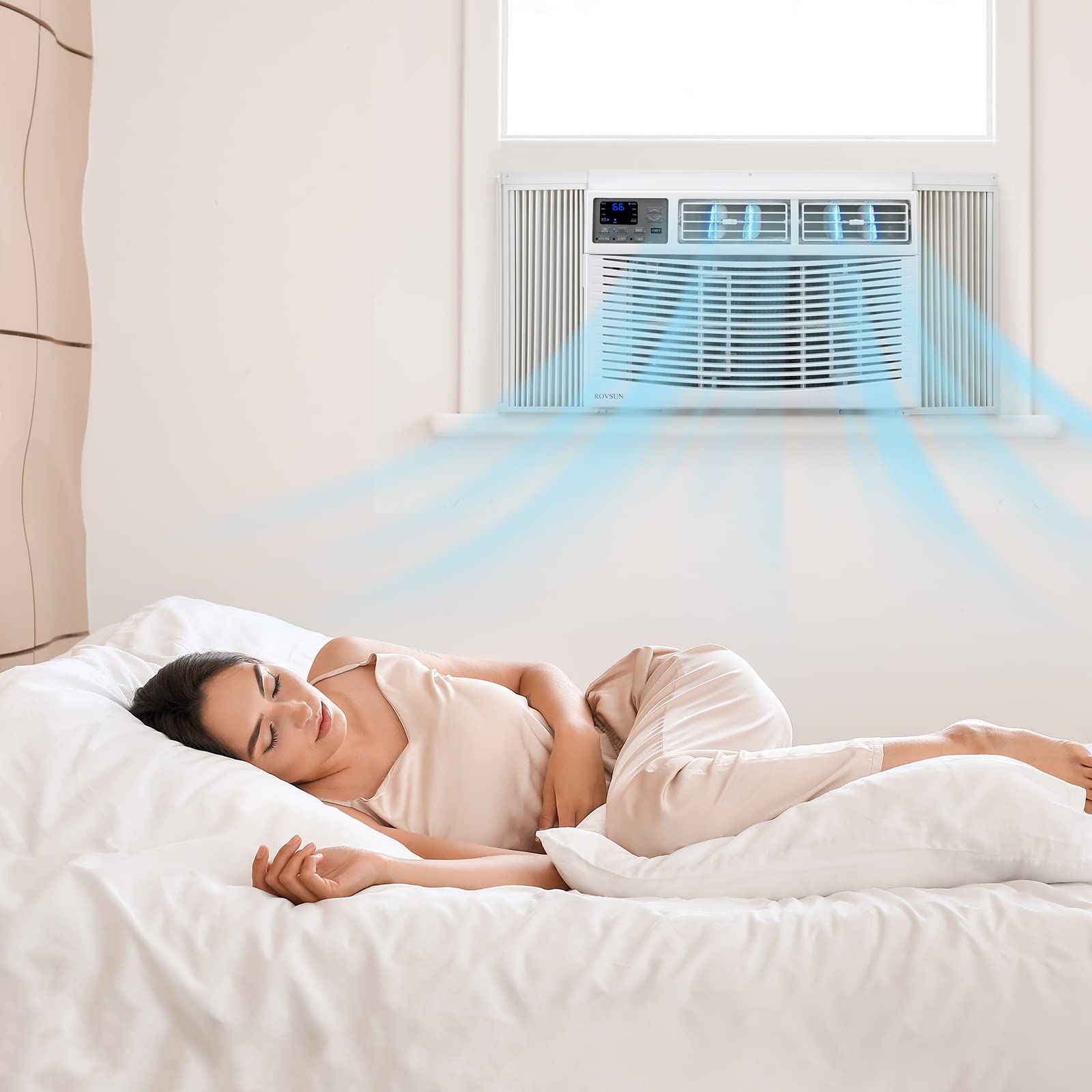 Bonnlo 8000 BTU Smart WiFi Window Air Conditioner - Energy Efficient Room AC Unit with Remote Control & Timer, Cools Up to 350 Sq.Ft (115V/60Hz, White) - Perfect for Bedrooms, Offices & Small Apartments