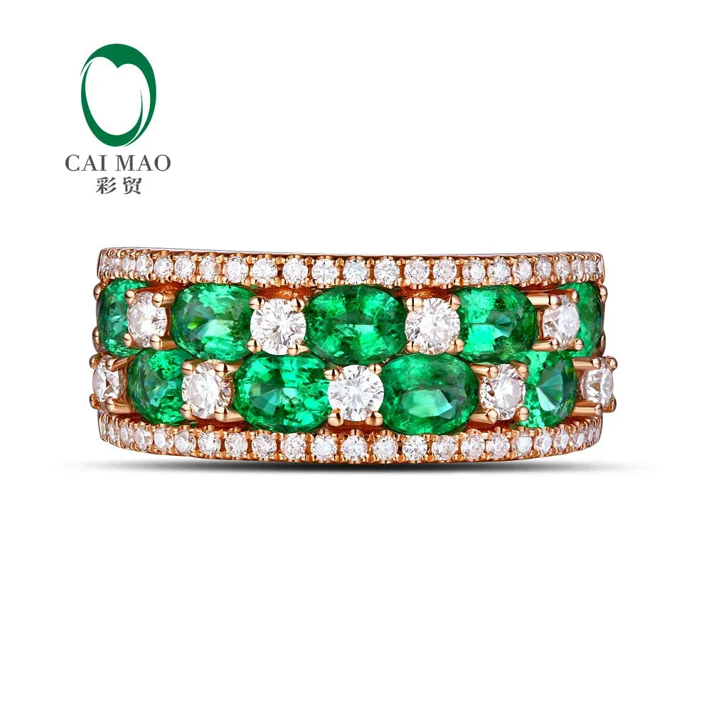 18K Gold 1.65ct Emerald & 0.67ct Natural Diamond Engagement Ring for Women - Luxury Wedding Jewelry, Anniversary Gift, Proposal Ring - Perfect for Bridal, Valentine's Day & Special Occasions