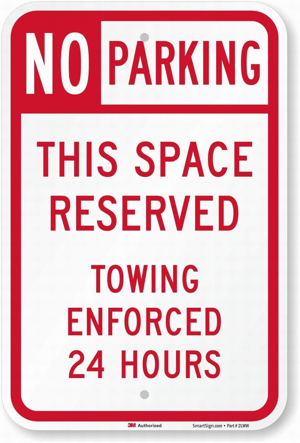No Parking Sign - 12x16 Inches Reserved Space Warning Sign with 24/7 Towing Enforcement | Durable Road Safety Sign for Streets, Driveways & Private Property | Perfect for Parking Lots, Garages and Restricted Areas