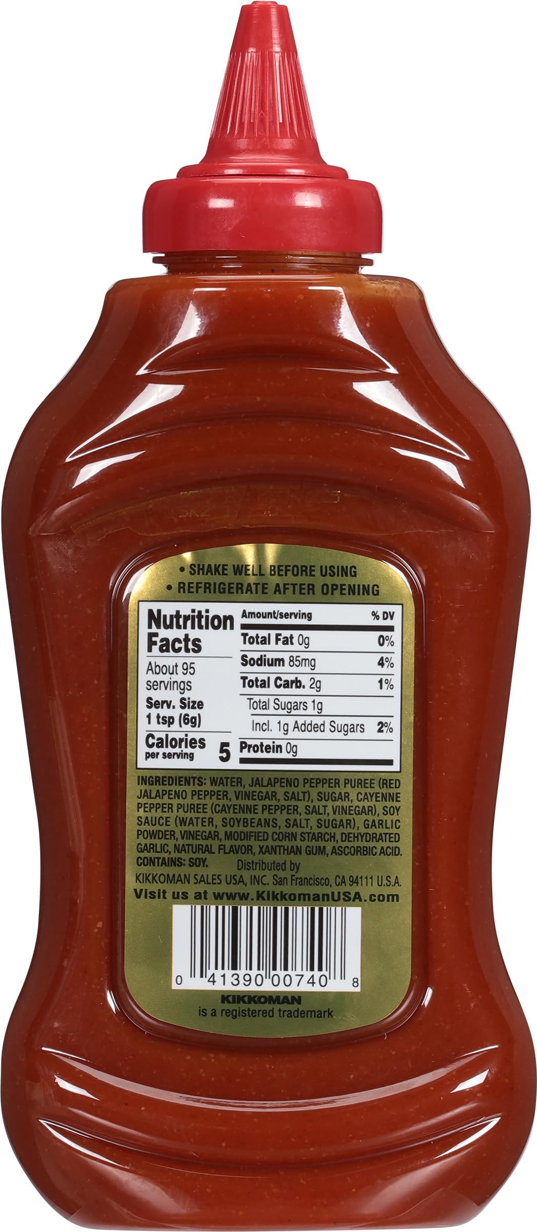 Kikkoman 00740 Gluten-Free Sriracha Hot Chili Sauce 20 oz - Spicy & Sweet Flavor with Kikkoman® Tamari Soy Sauce - Certified GF - Perfect for Asian Dishes, Stir-Fry, Marinades & Dipping Sauces