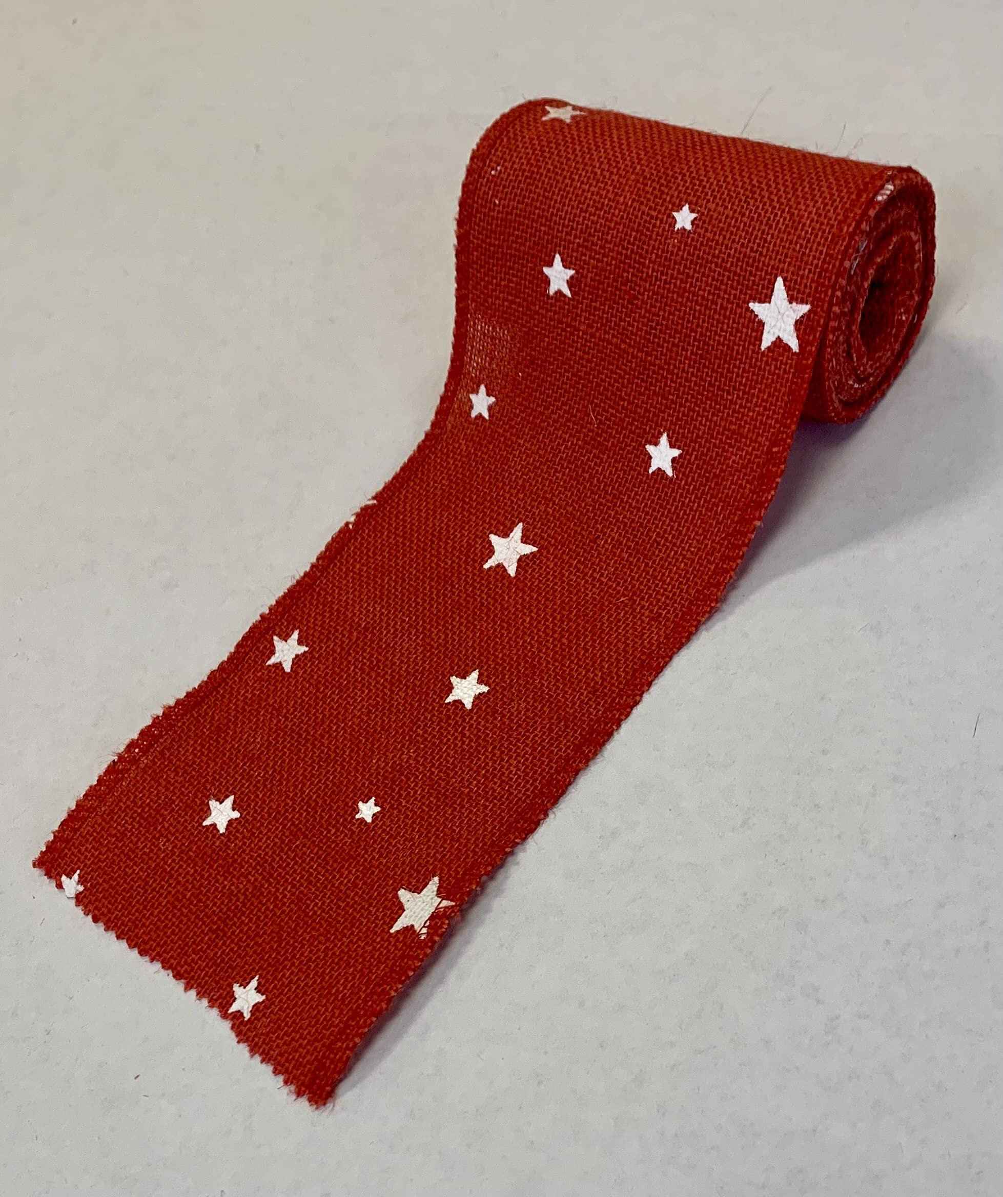 5 Inch x 15 Feet Red Burlap Ribbon with Star Print - Natural Jute Fabric, Eco-Friendly Craft Ribbon for Gift Wrapping, Christmas Decorations, DIY Projects and Party Decor