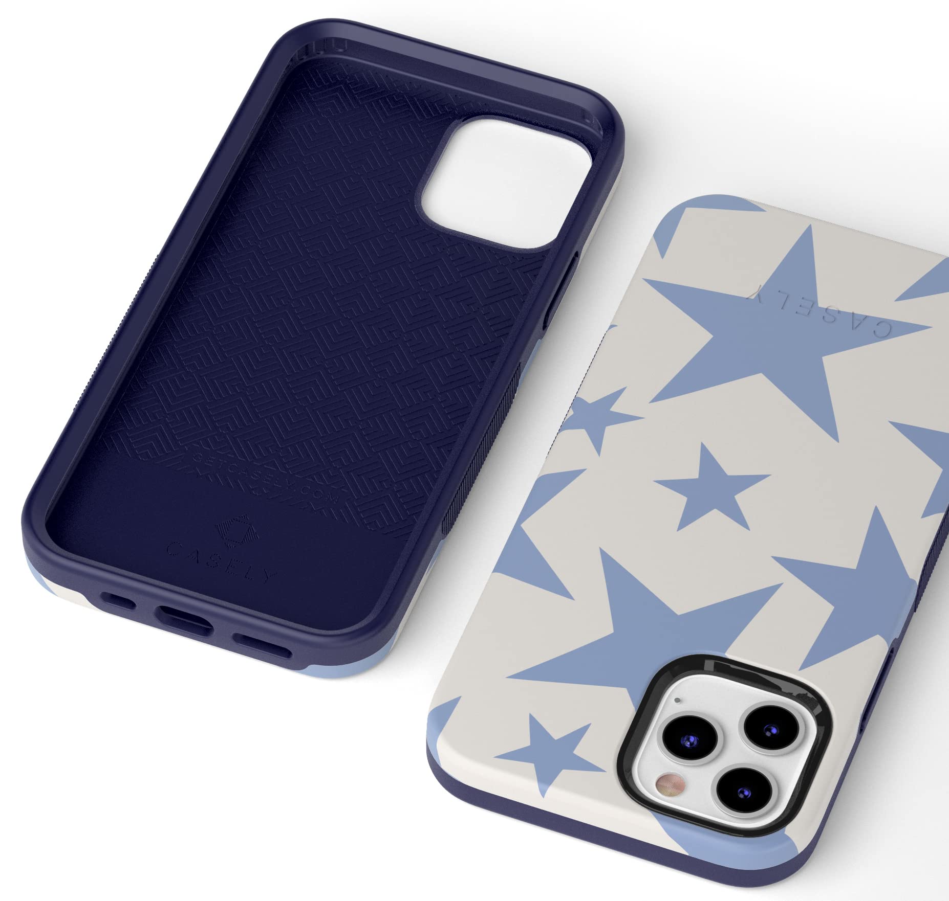 Casely iPhone 12/12 Pro Case with MagSafe - Stars Align Blue & White Protective Cover | Shockproof Slim Design for Everyday Use | Perfect for Work, Travel & Outdoor Activities