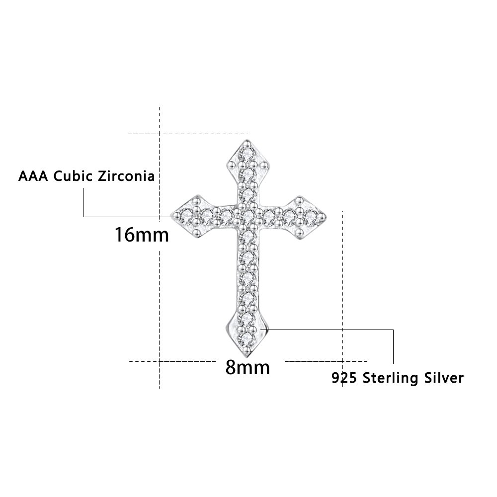 AoedeJ Sterling Silver Cubic Zirconia Cross Stud Earrings for Women & Men - Religious Jewelry Gift for Baptism, Confirmation & Everyday Wear