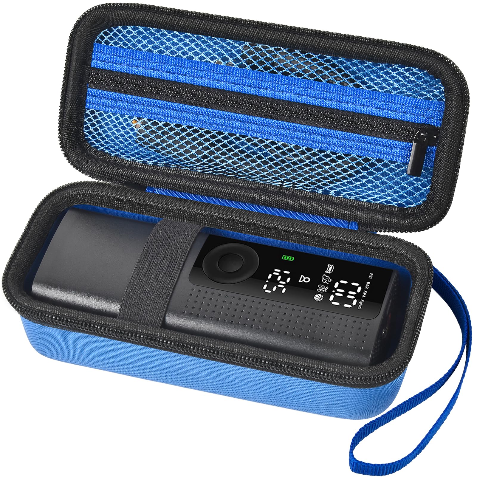Portable Air Pump Storage Case - Compatible with 120 PSI Air Compressor, Car Tire Inflator - Holds USB Cable, Air Hose, Connectors & Accessories (Blue Box) - Perfect for Road Trips, Camping & Emergency Car Maintenance