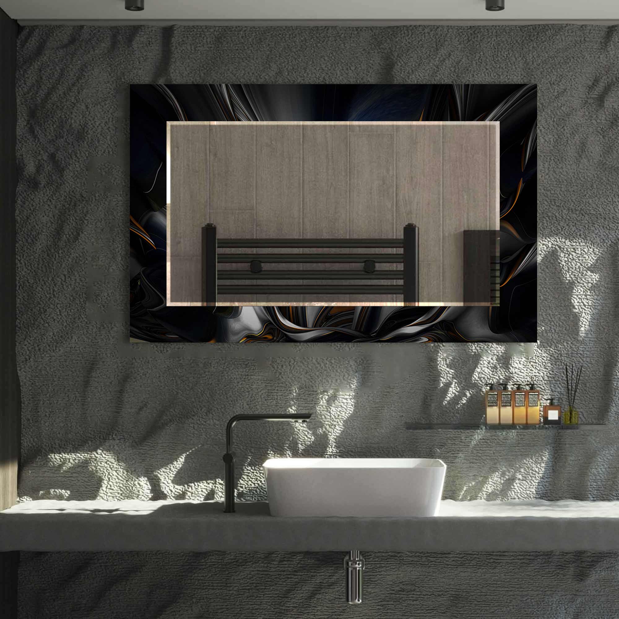 Abstract Floral Tempered Glass Mirror - Elegant Wall Decor for Bedroom, Living Room & Bathroom | Shatterproof & Stylish Home Accent