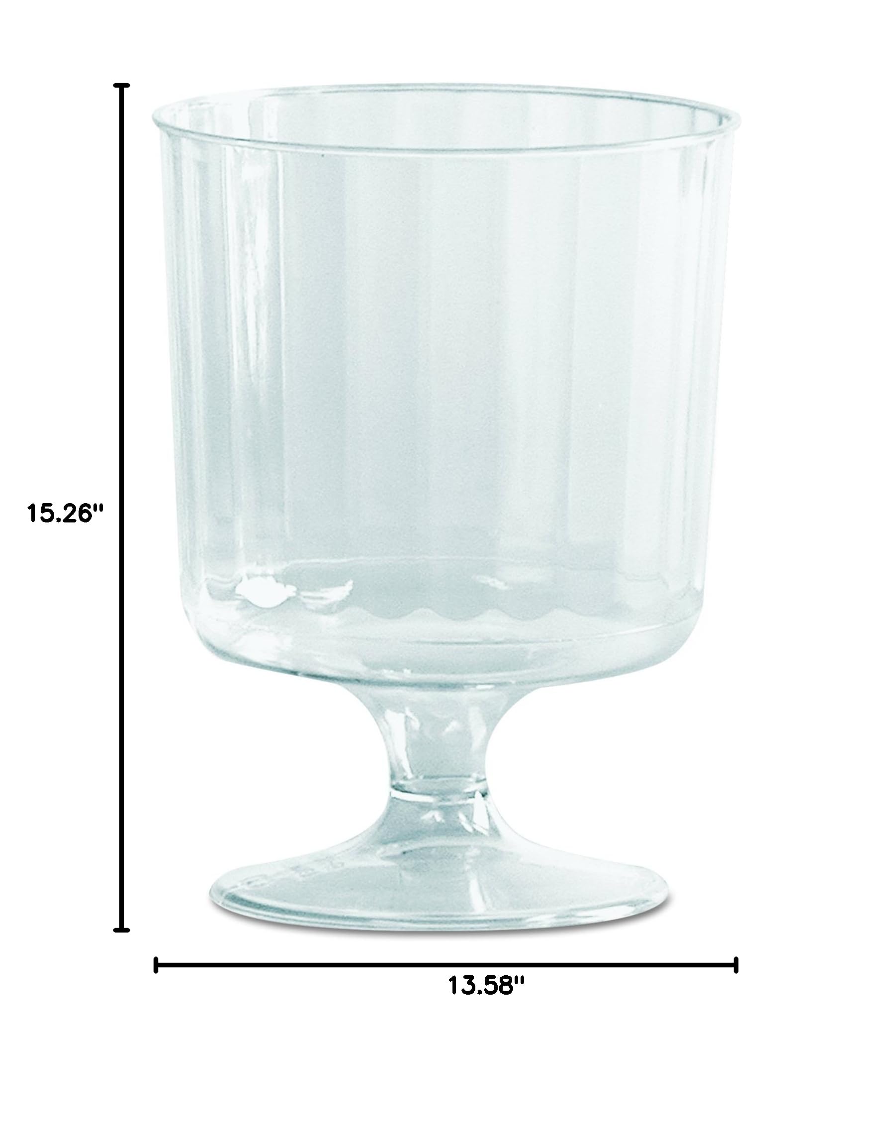 Premium Clear Polystyrene Fluted Pedestal Wine Glasses - 5 oz Capacity, Case of 240 - Shatter-Resistant Glass-Like Feel for Restaurants, Bars, and Catering Events
