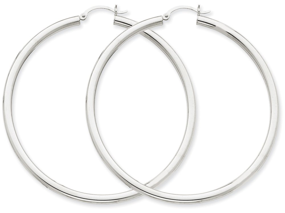 10K White Gold 3mm Round Hoop Earrings for Women - Classic Dainty Everyday Hoops - Perfect for Work, Date Night & Gift Giving