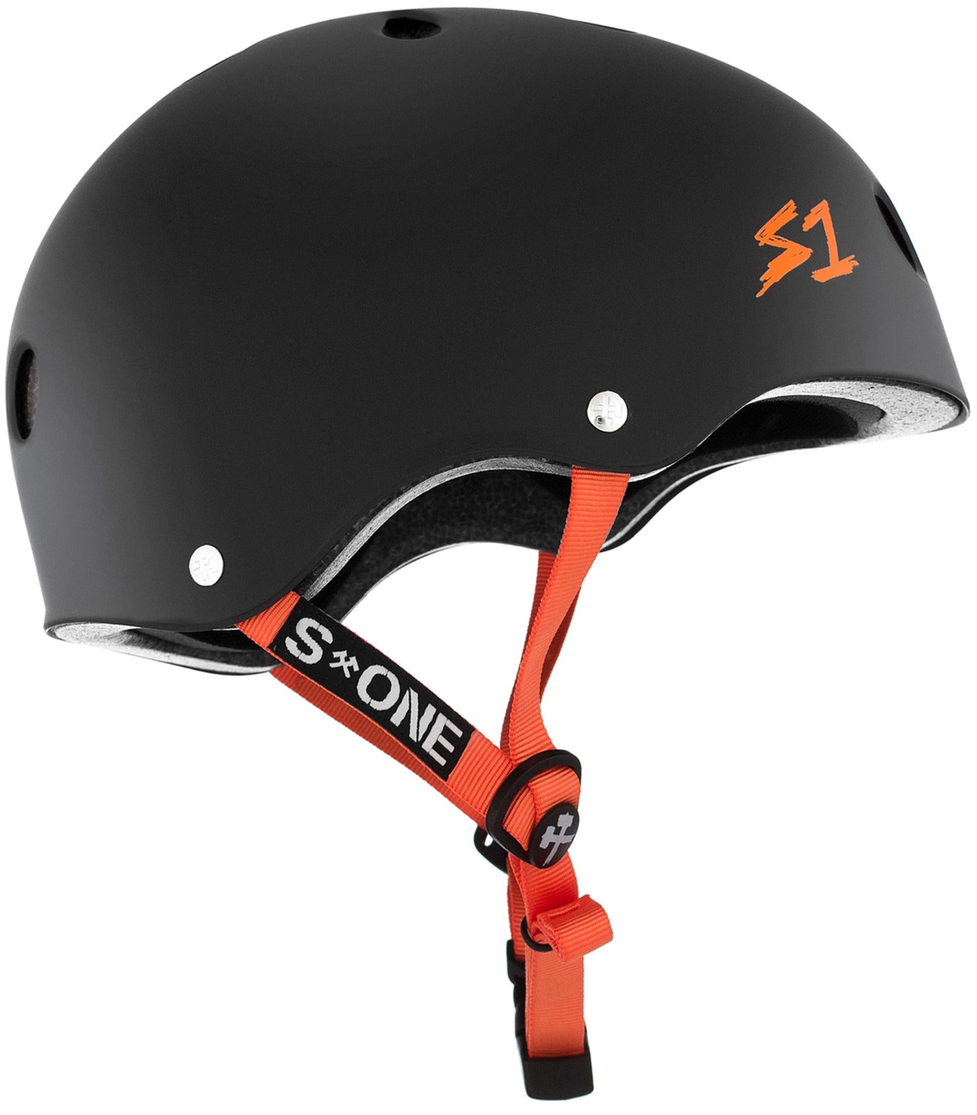 S1 Lifer Helmet - Black Matte with Orange Strap | Certified Bike & Skateboard Helmet for Adults & Kids | Perfect for Cycling, Skateboarding & Scooter Riding
